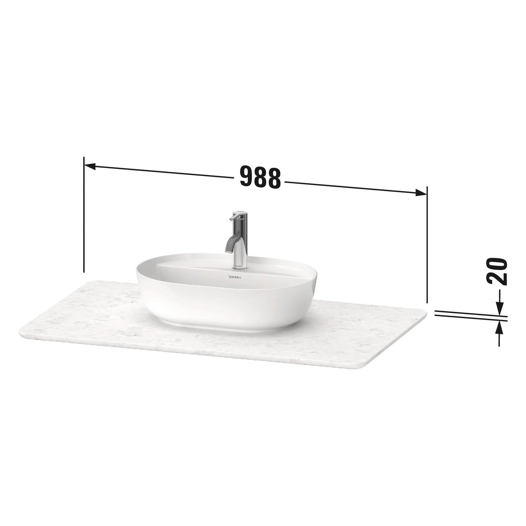 Duravit Luv 99 Cm Kum Kuvars Taş Lavabo Tezgahı 2
