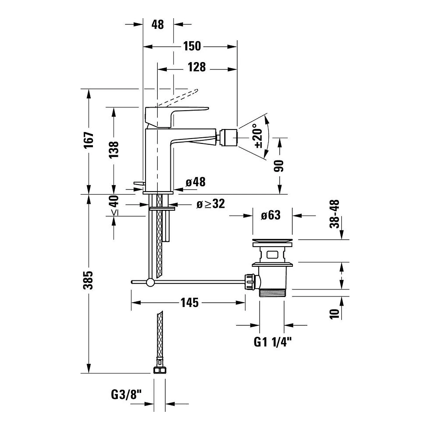 Duravit Manhattan Gider Setli Mat Siyah Bide Bataryası 2