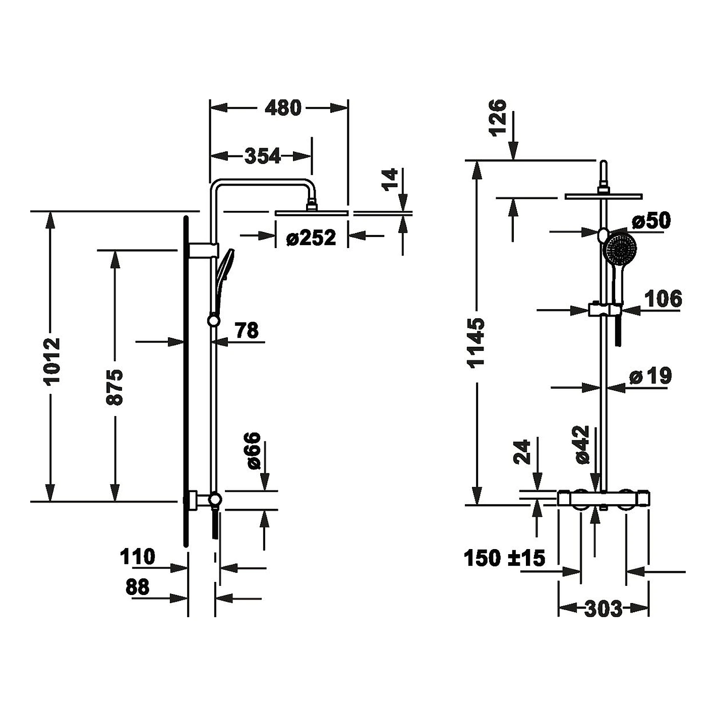 Duravit 250 Mm Tepe Duşlu Termostatik Duş Sistemi 2