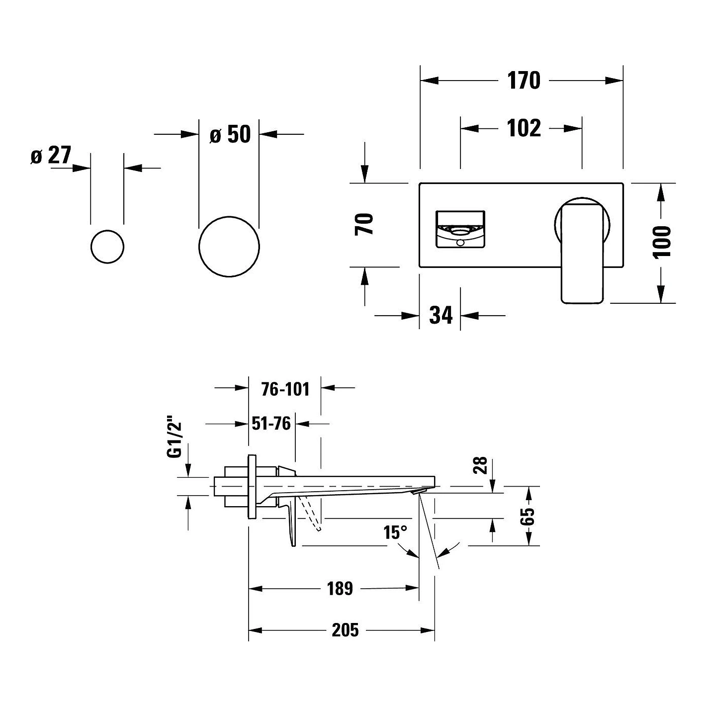 Duravit Manhattan 189 Mm Mat Siyah Ankastre Lavabo Bataryası 2