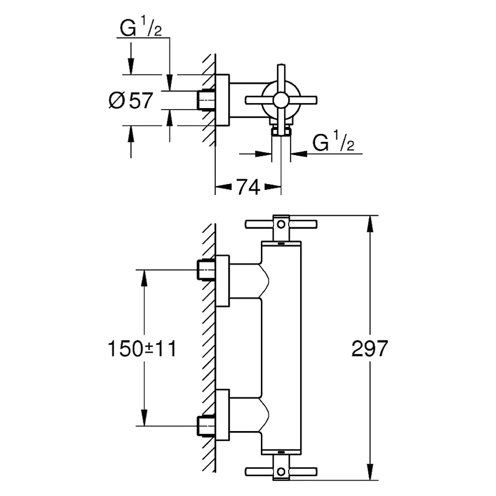 Grohe Atrio Paslanmaz Çelik Çift Volanlı Duş Bataryası 2