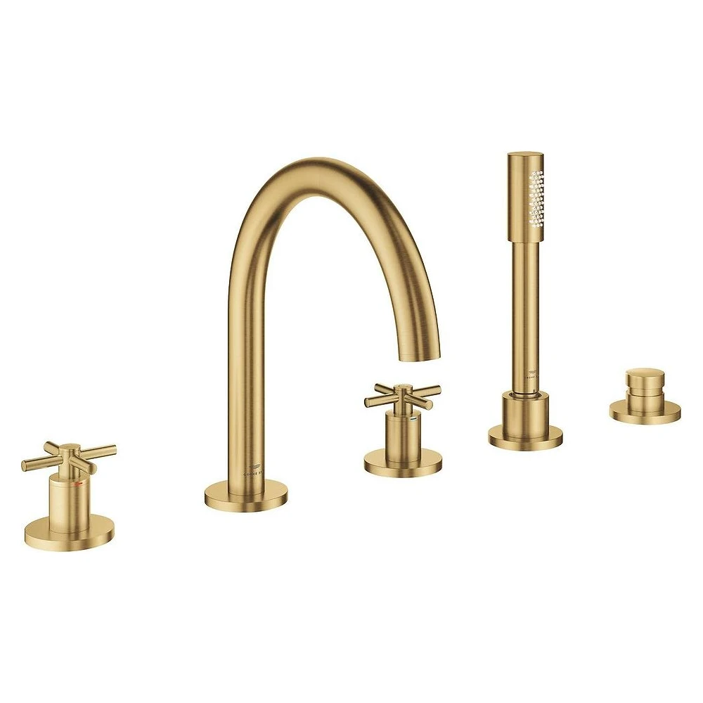 Grohe Atrio Fırçalanmış Altın Çapraz Volanlı Küvet Bataryası