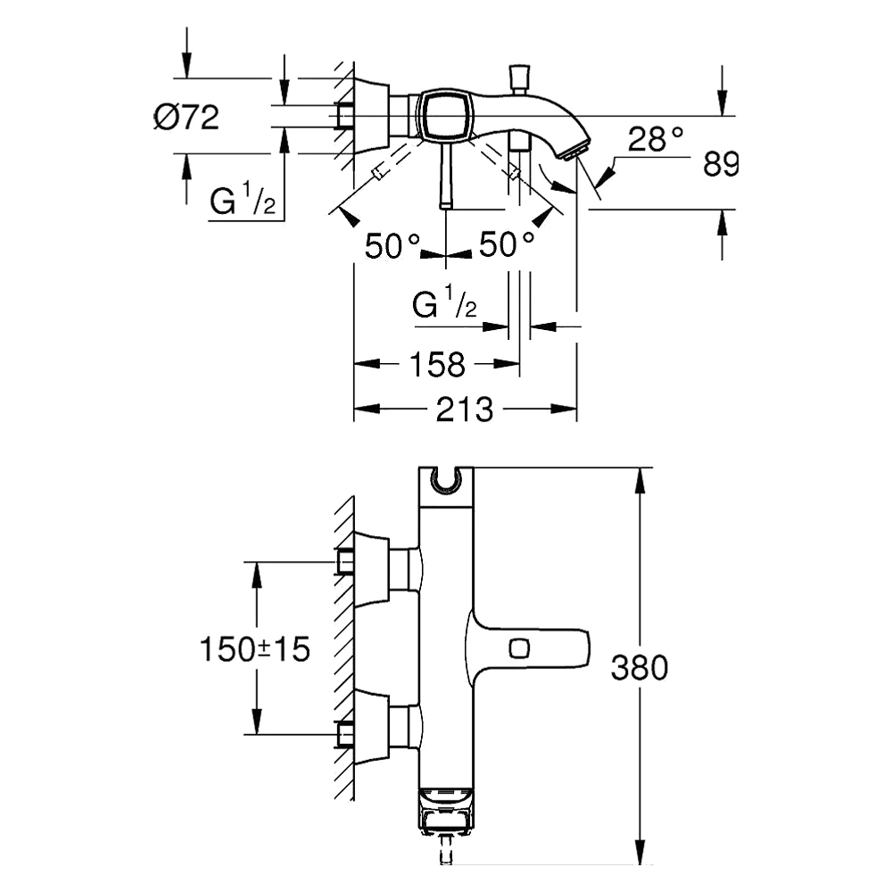 Grohe Grandera Krom Sıva Üstü Banyo Bataryası 2