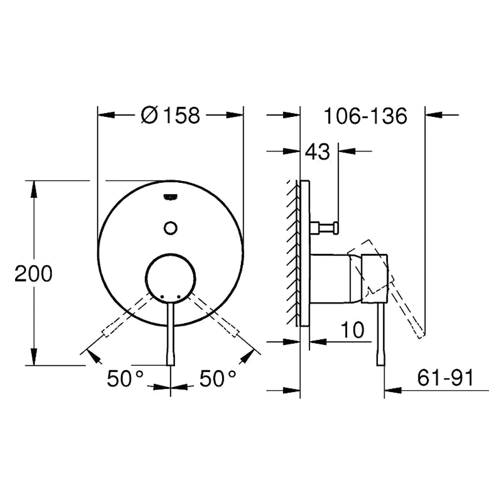 Grohe Essence Fırçalı Antrasit Ankastre Banyo Bataryası 2