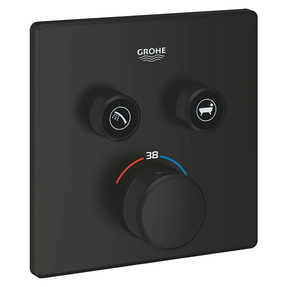 Grohe SmartControl Siyah Kare 2 Valfli Termostat