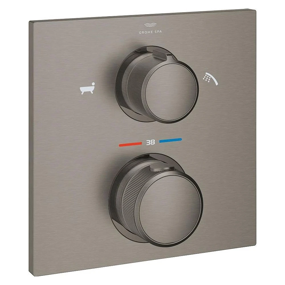 Grohe Allure Fırçalı Antrasit Termostatik Küvet Bataryası