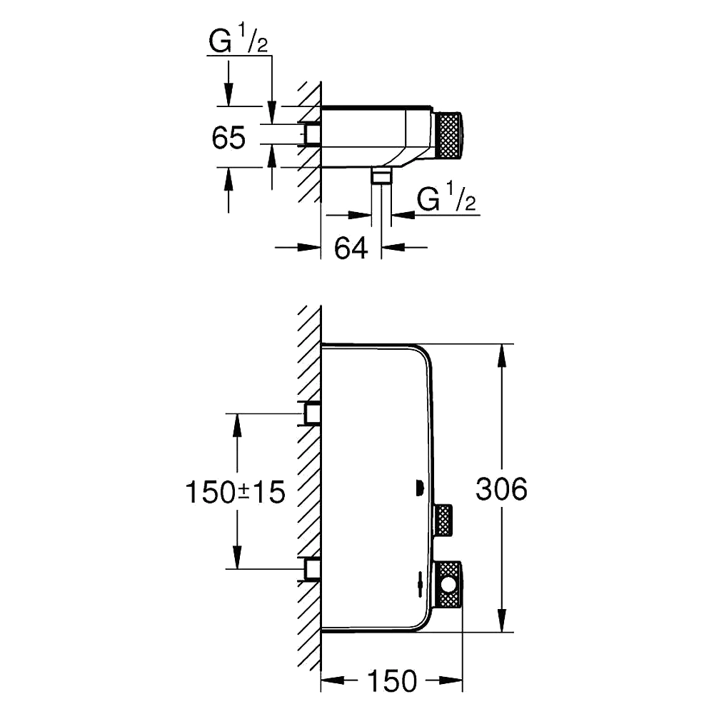 Grohe SmartControl Phantom Siyah Sıva Üstü Termostat 2