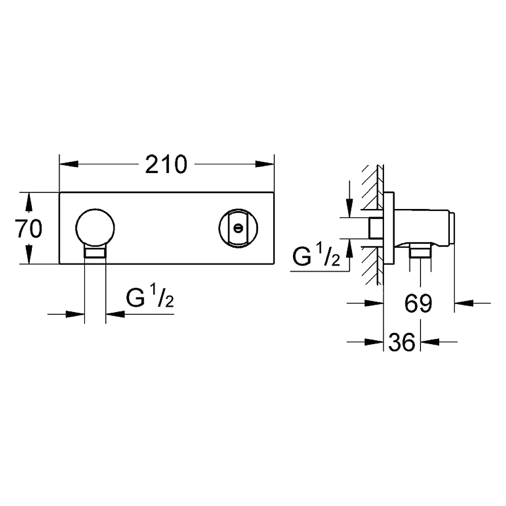 Grohe Grohtherm F Krom El Duşu Askılı Duş Çıkış Dirseği 2