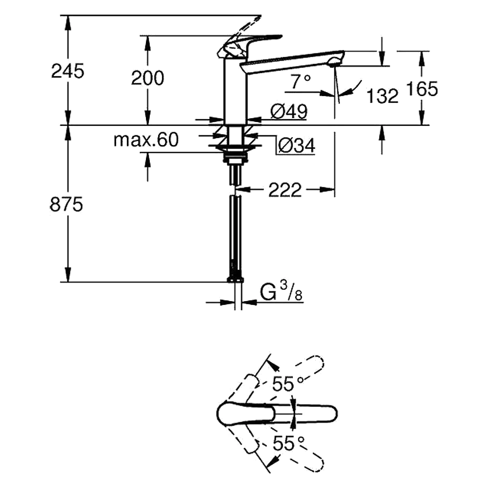 Grohe Eurosmart Krom Orta Çıkışlı Eviye Bataryası 2