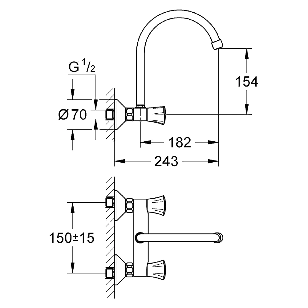 Grohe Costa L Krom Duvardan Eviye Bataryası 2
