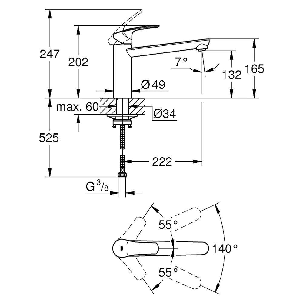 Grohe Eurosmart Siyah Orta Çıkışlı Eviye Bataryası 2