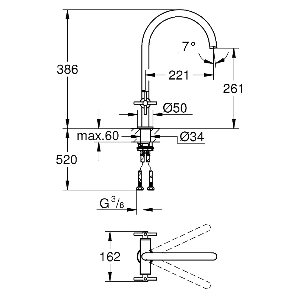 Grohe Atrio Paslanmaz Çelik Çift Volanlı Eviye Bataryası 2