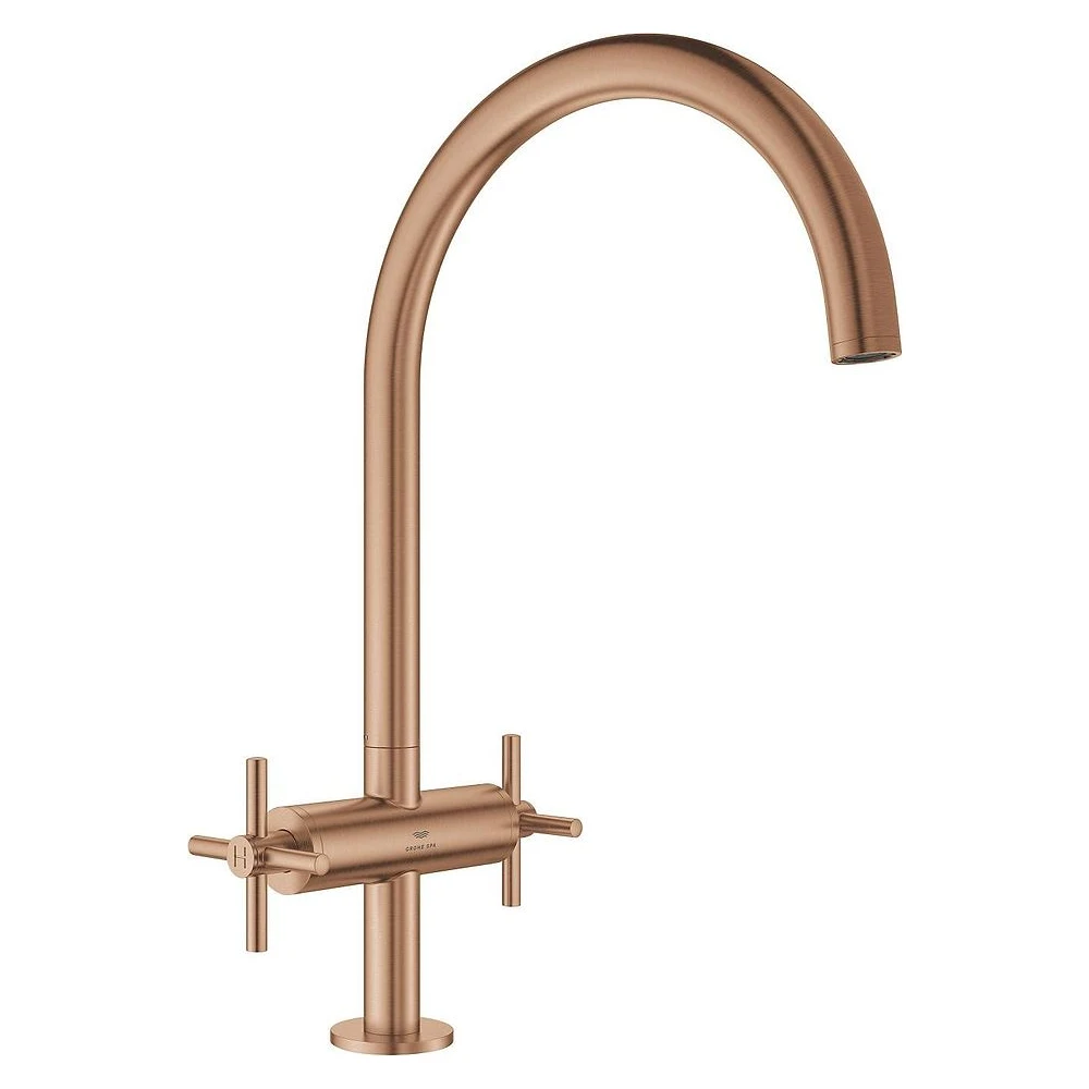 Grohe Atrio Fırçalanmış Bronz Çift Volanlı Eviye Bataryası