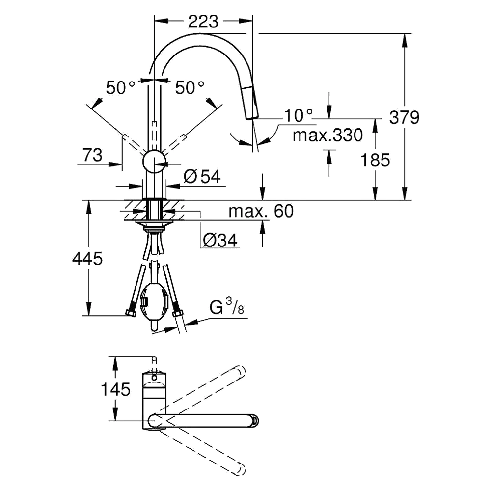 Grohe Minta Fırçalı Altın Yüksek Eviye Bataryası 2