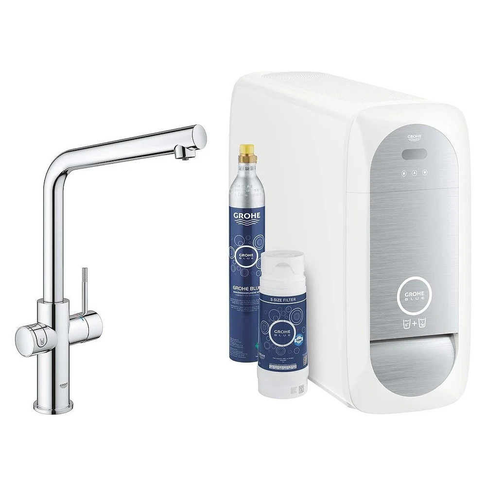 Grohe Blue Home Krom L Çıkışlı Filtreli Eviye Bataryası