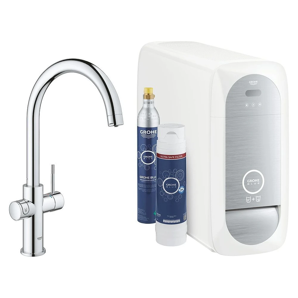 Grohe Blue Home Krom C Çıkışlı Filtreli Eviye Bataryası