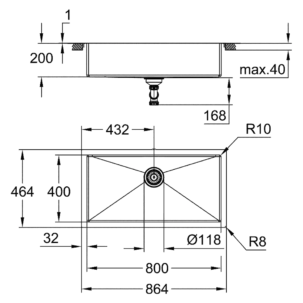 Grohe K700 86 Cm Tek Gözlü Paslanmaz Çelik Eviye 2