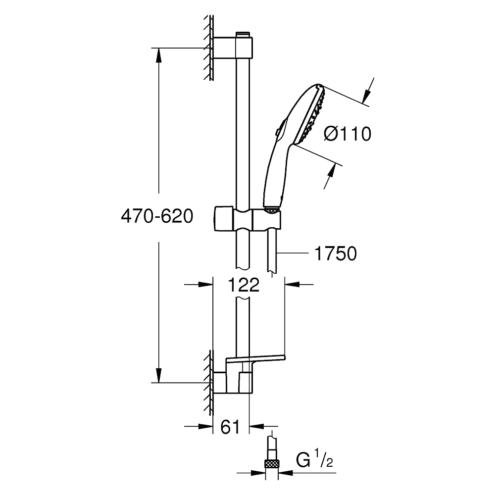 Grohe Tempesta 3 Akışlı 60 Cm Raflı Duş Seti 27600003 2