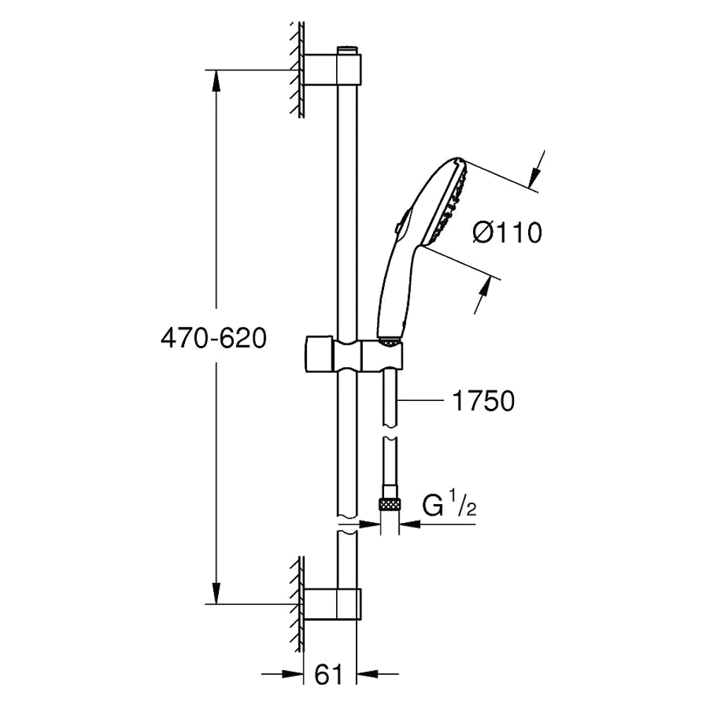 Grohe Tempesta Krom 2 Akışlı 60 Cm Su Tasarruflu Duş Seti 2