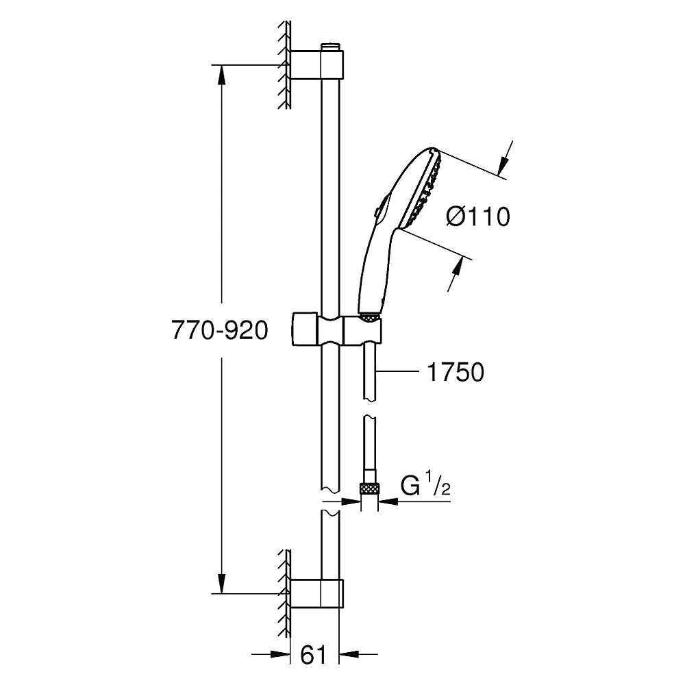 Grohe Tempesta Krom 2 Akışlı 90 Cm Su Tasarruflu Duş Seti 2