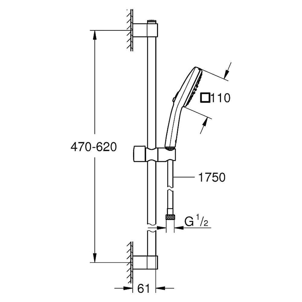 Grohe Tempesta Cube 2 Akışlı 60 Cm Su Tasarruflu Duş Seti 2