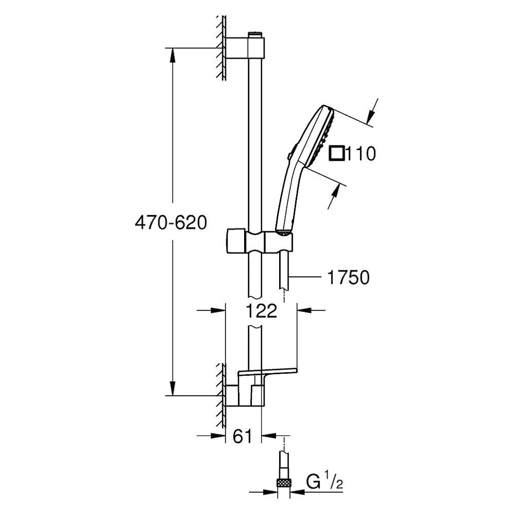 Grohe Tempesta Cube 2 Akışlı 60 Cm Raflı Duş Seti 27928003 2