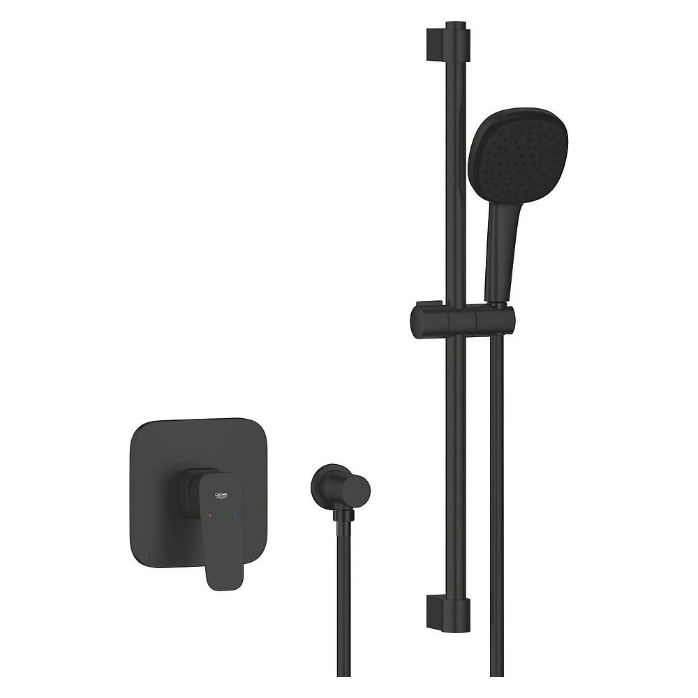 Grohe Cubeo Siyah Ankastre Bataryalı Sürgülü Duş Seti