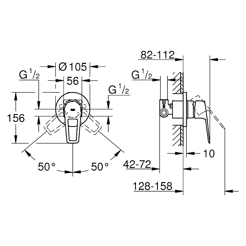 Grohe BauLoop Krom Sıva Üstü Duş Bataryası 2