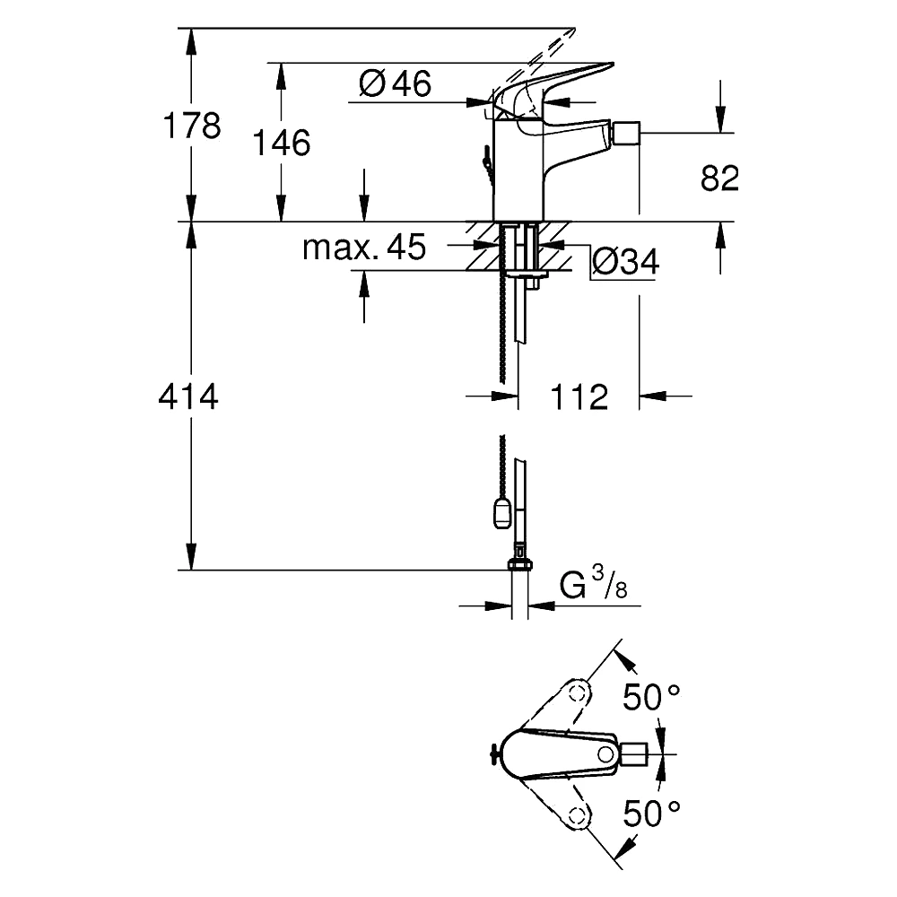 Grohe EuroEco Krom Zincirli Bide Bataryası 2