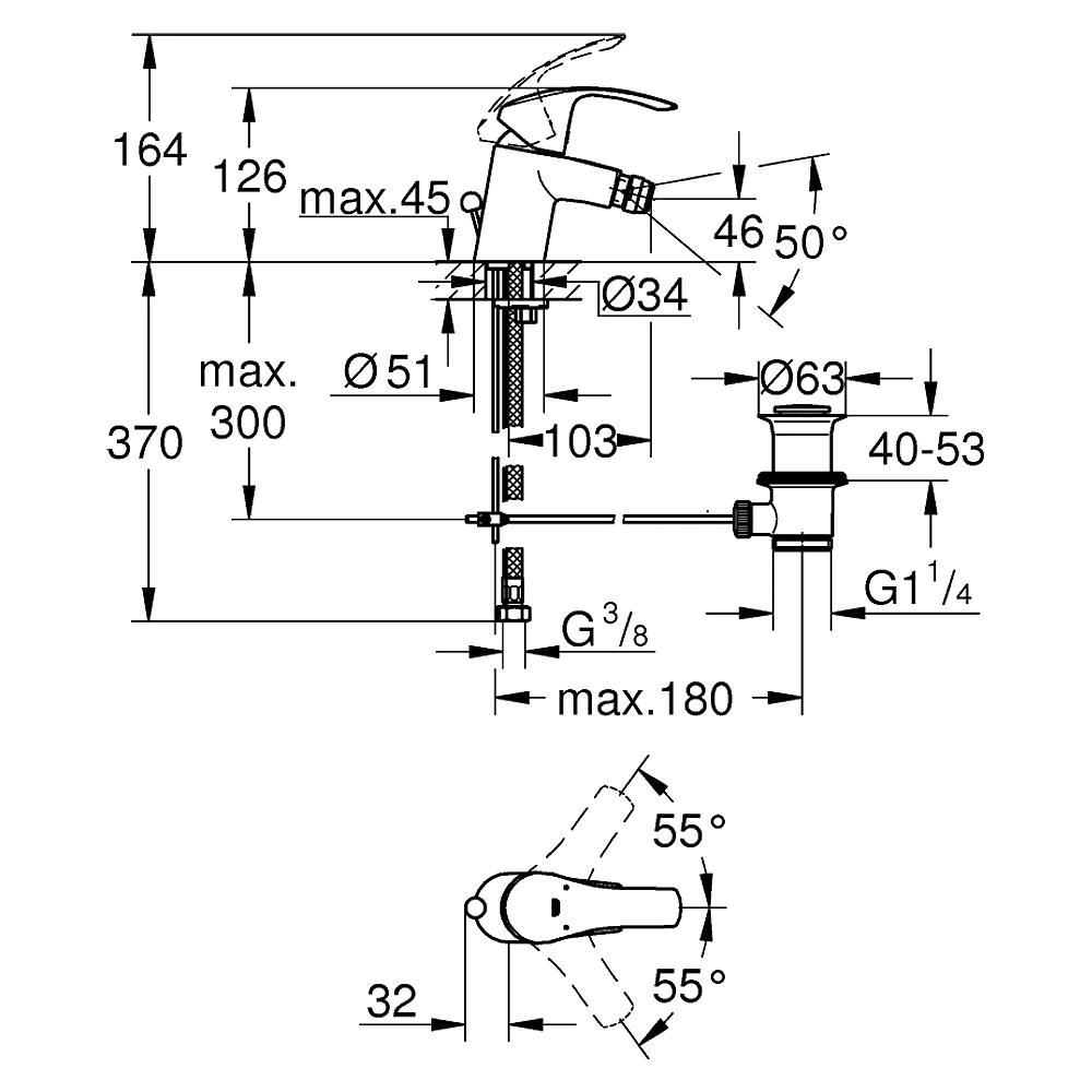 Grohe Eurosmart Krom Bide Bataryası 32929002 2