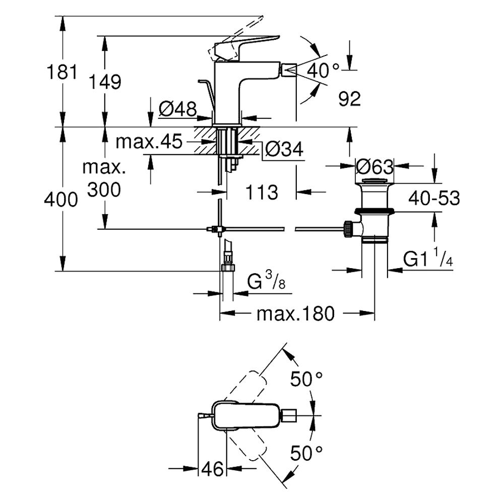 Grohe Cubeo Krom Bide Bataryası 2