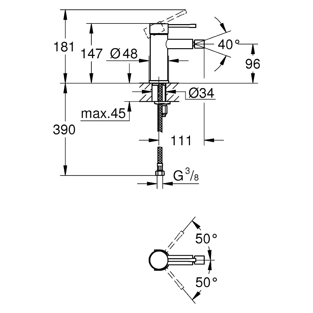 Grohe Essence Phantom Siyah Bide Bataryası 2