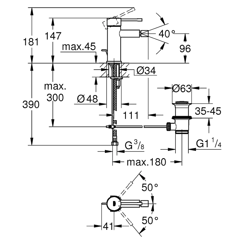 Grohe Essence Antrasit Bide Bataryası 2