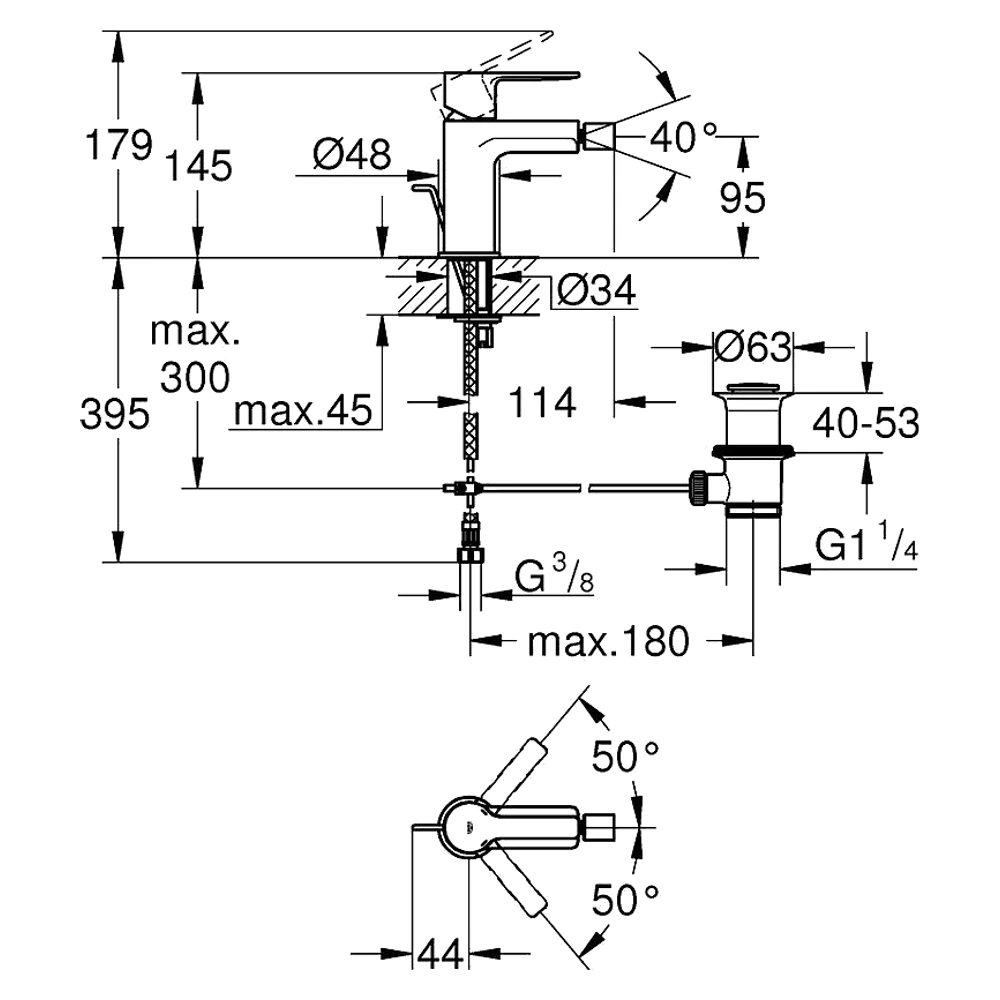 Grohe Lineare Siyah Bide Bataryası 2