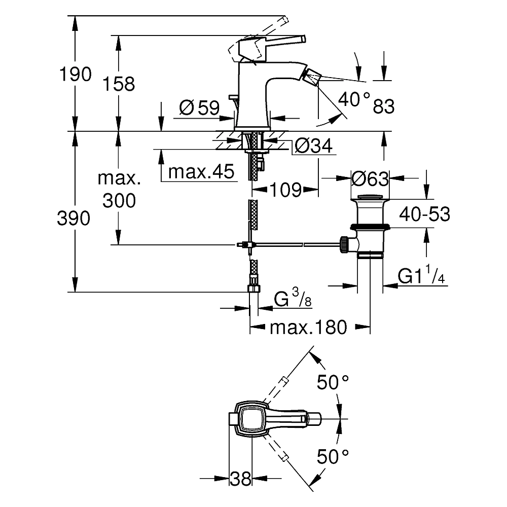 Grohe Grandera Krom Altın Bide Bataryası 2