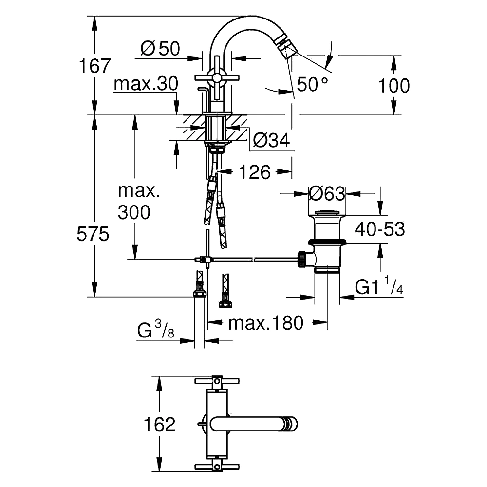 Grohe Atrio Krom Çift Kumandalı Bide Bataryası 2