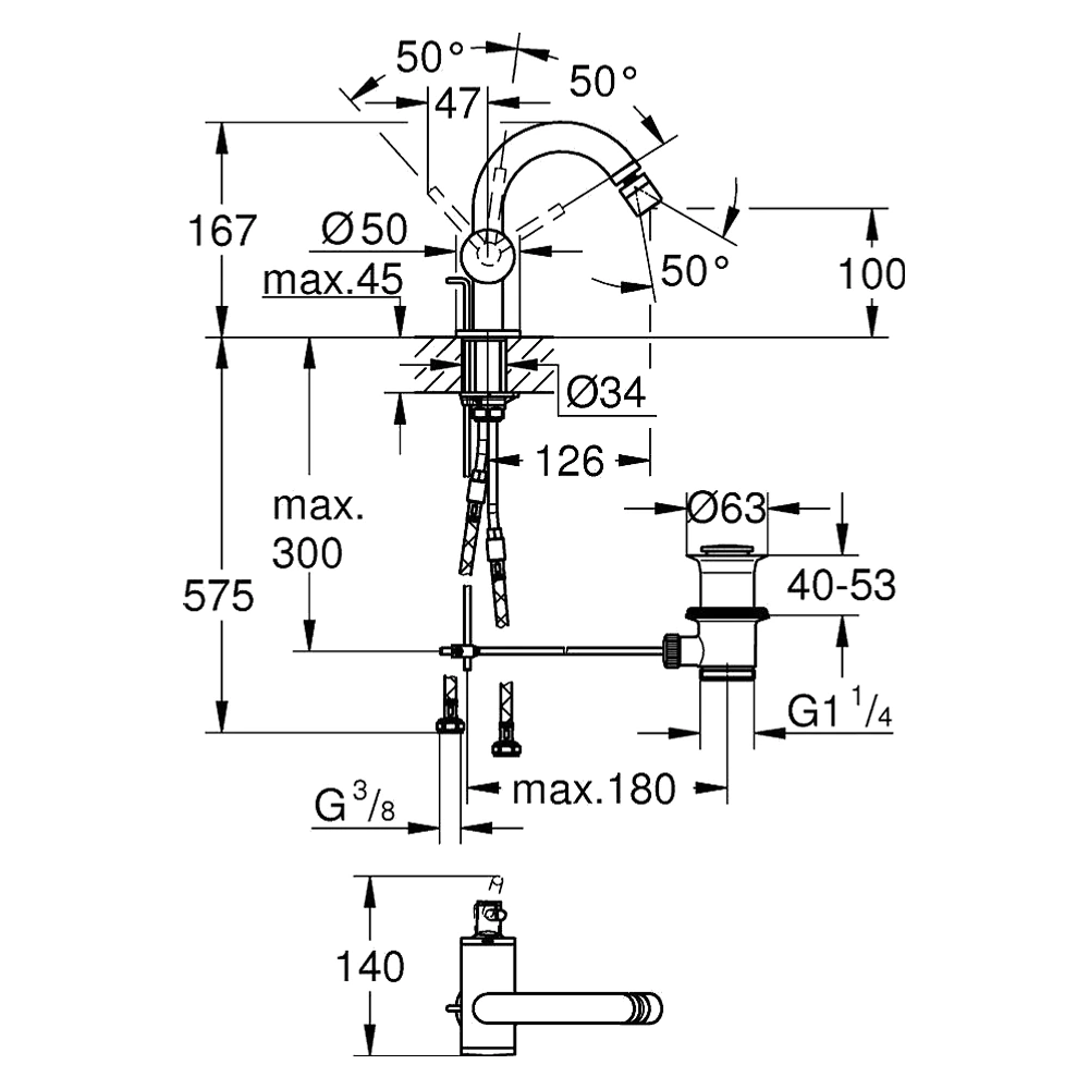Grohe Atrio Krom Tek Kumandalı Bide Bataryası 2
