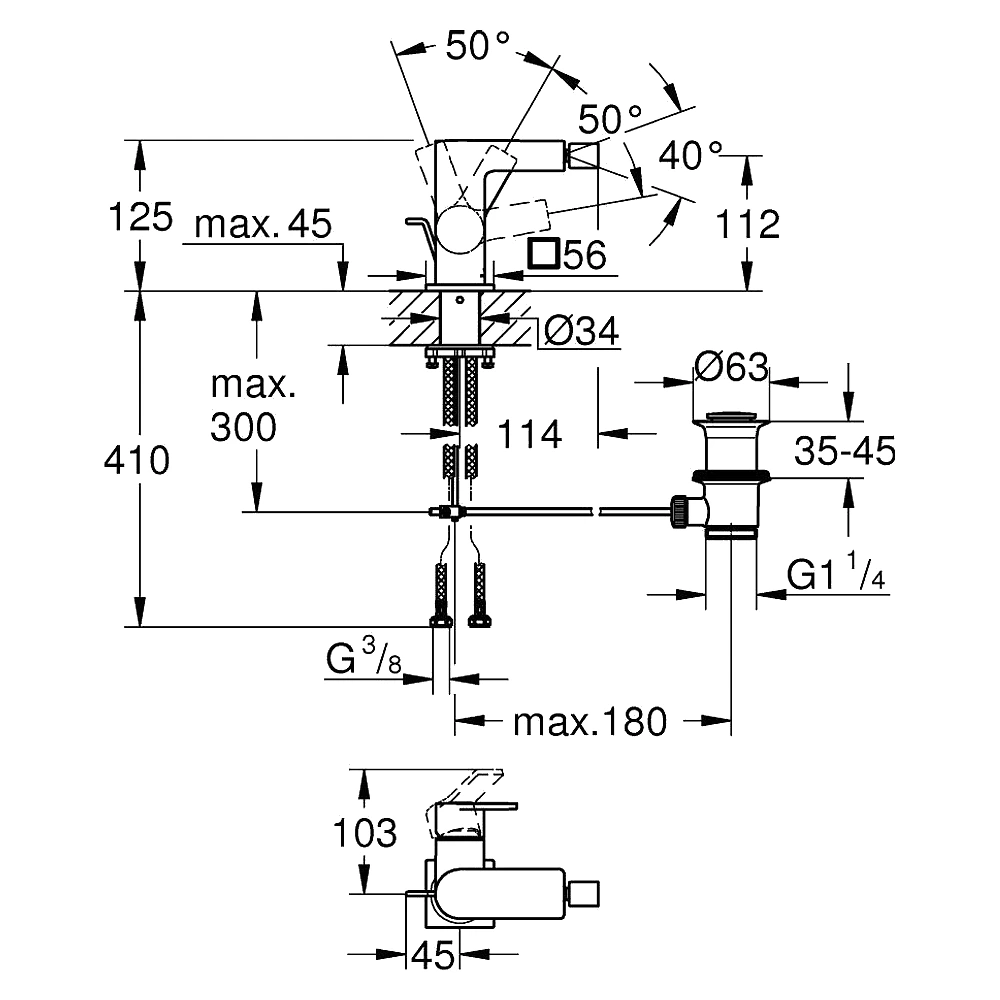 Grohe Allure Fırçalı Altın Bide Bataryası 2
