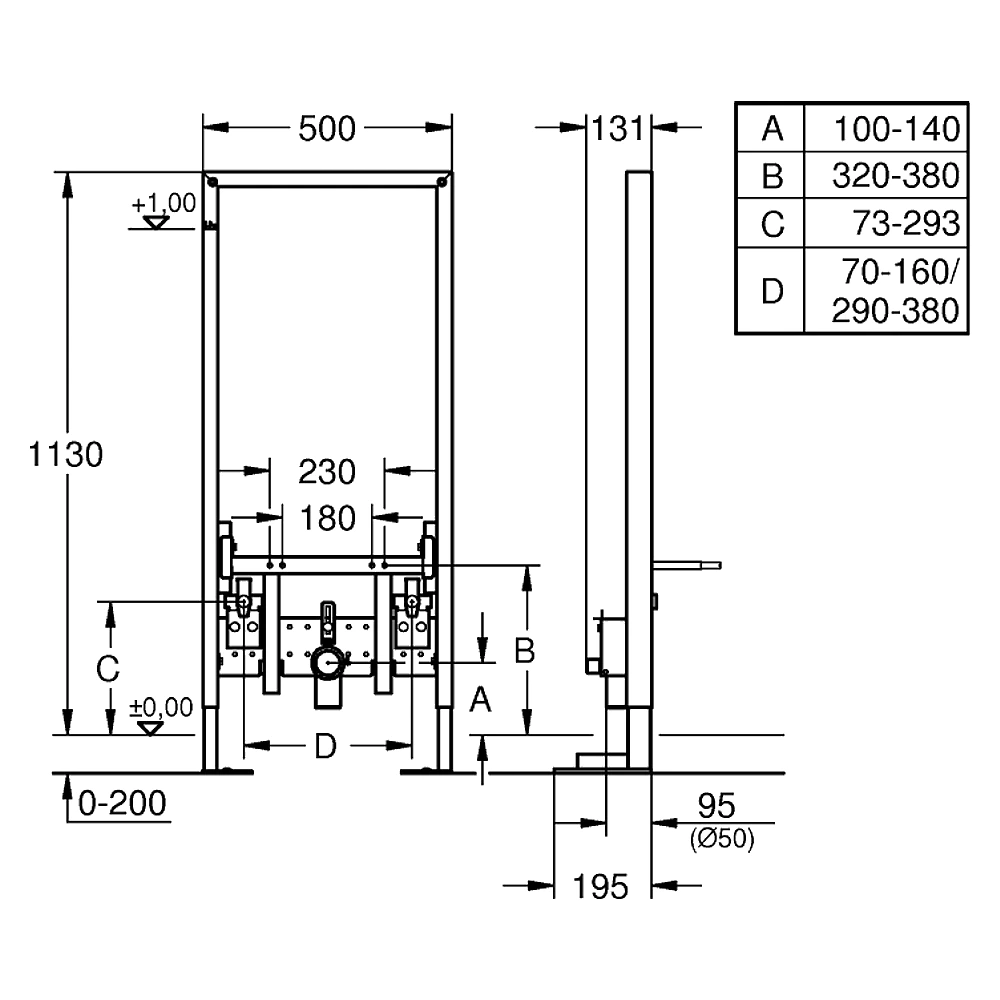 Grohe Rapid SL 113 Cm Bide Montaj Elemanı 38581001 2