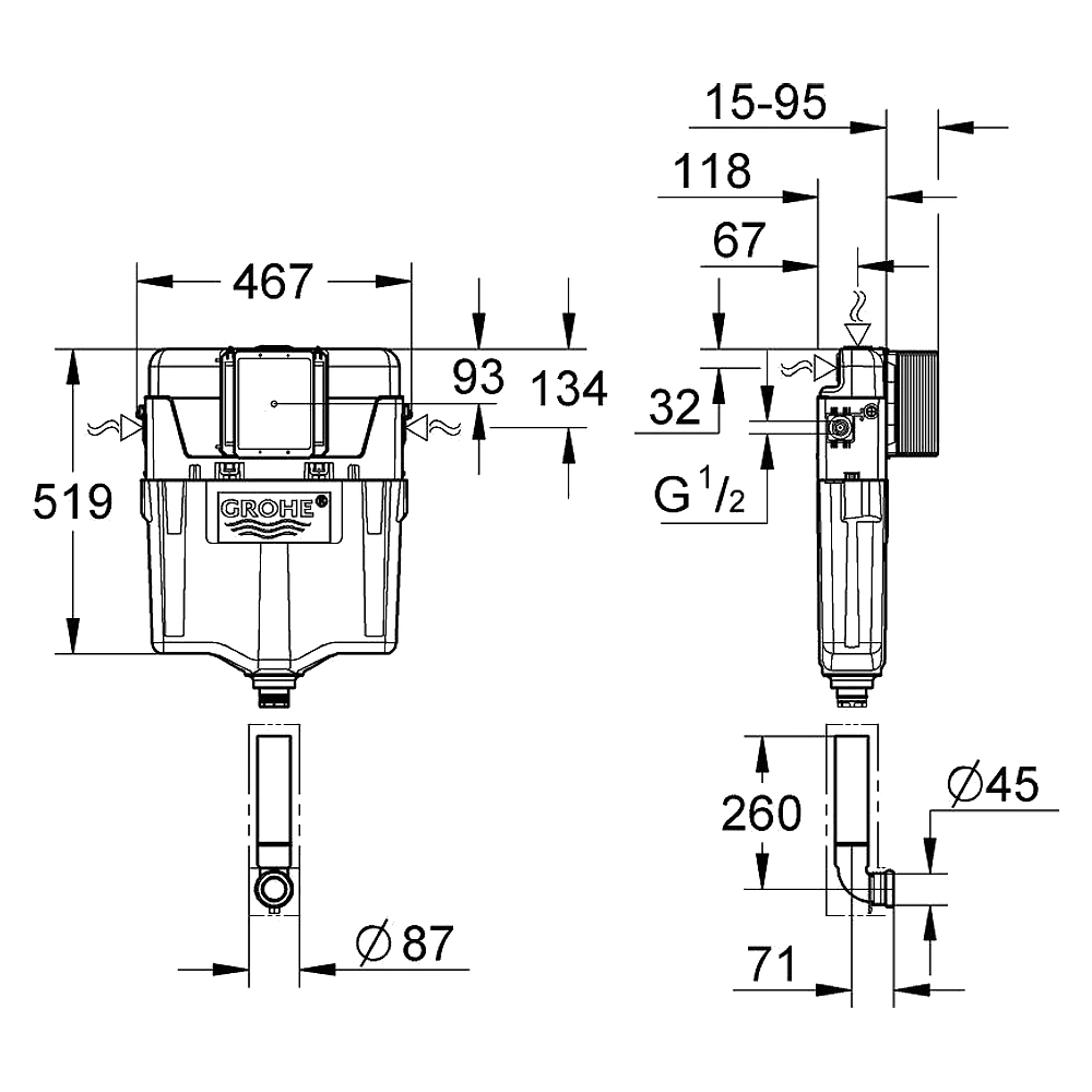 Grohe GD2 113 Cm Gömme Rezervuar 38661000 2