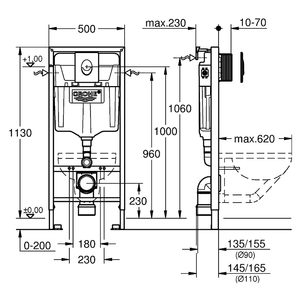 Grohe Rapid SL 82 Cm Önden Üstten Gömme Rezervuar 38721001 2
