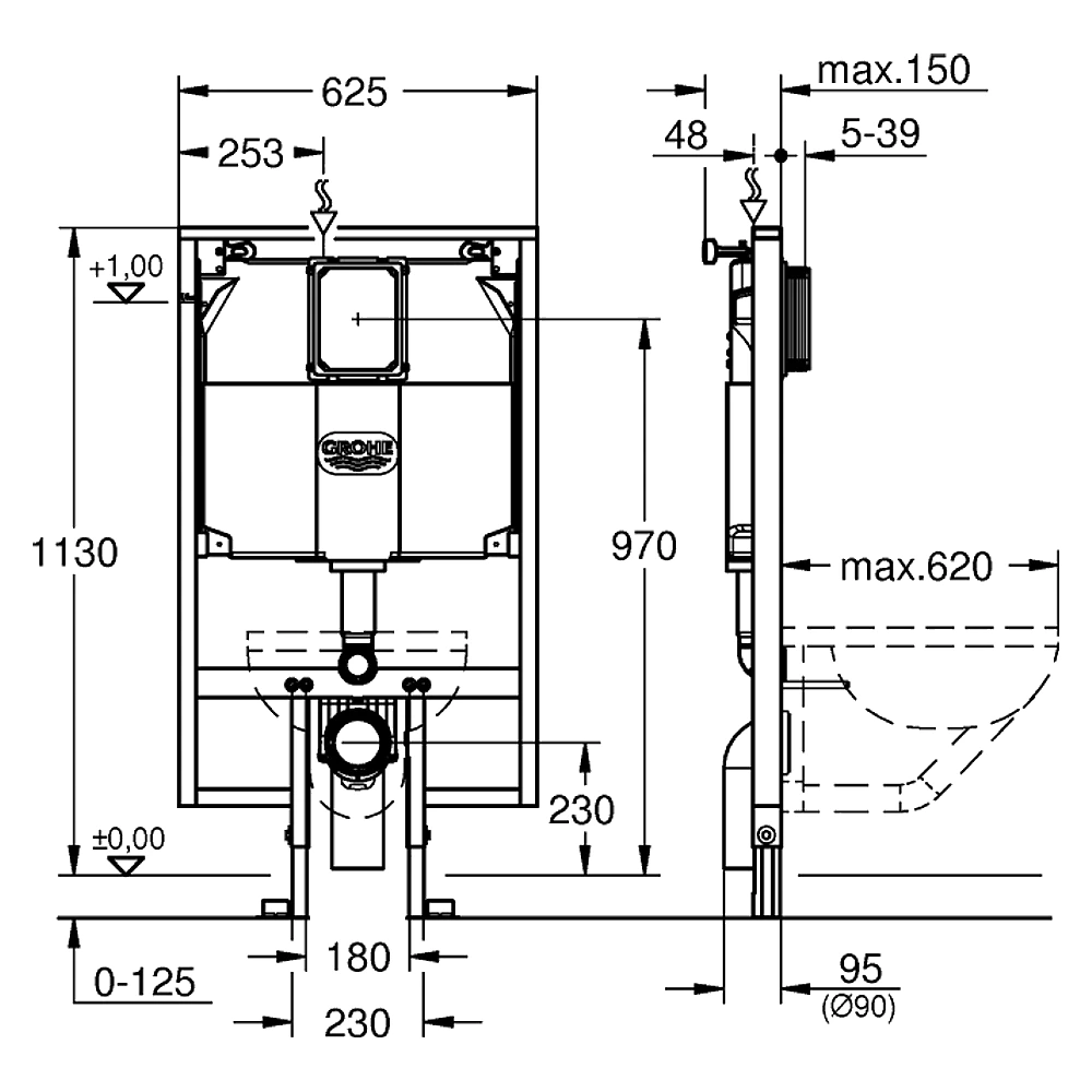 Grohe Rapid SL 113 Cm 80 Mm İnce Gömme Rezervuar 38994000 2