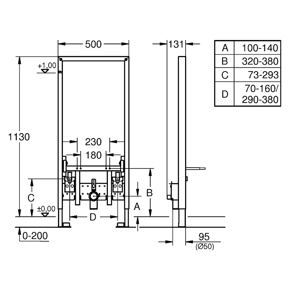 Grohe Rapid SL 113 Cm Bide Montaj Elemanı 38553001 2