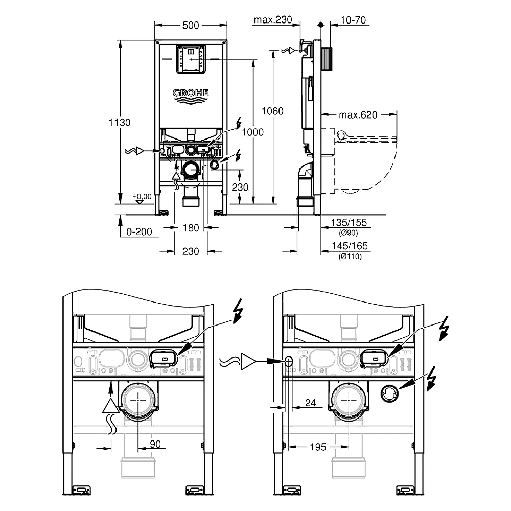 Grohe Rapid SLX 3'ü 1 Arada Gömme Rezervuar Seti 39598000 2