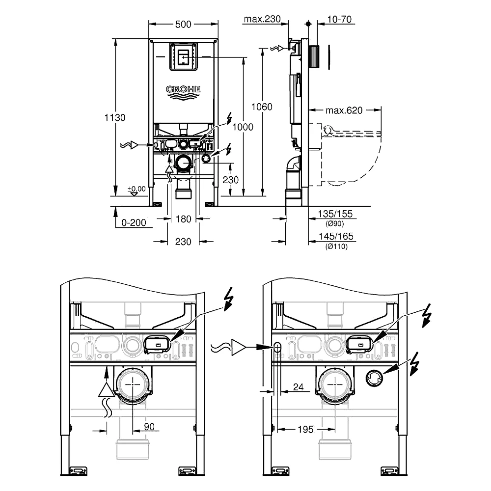 Grohe Rapid SLX 3'ü 1 Arada Gömme Rezervuar Seti 39603000 2