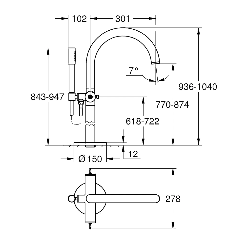 Grohe Atrio Private Krom Stick Yerden Küvet Bataryası 2