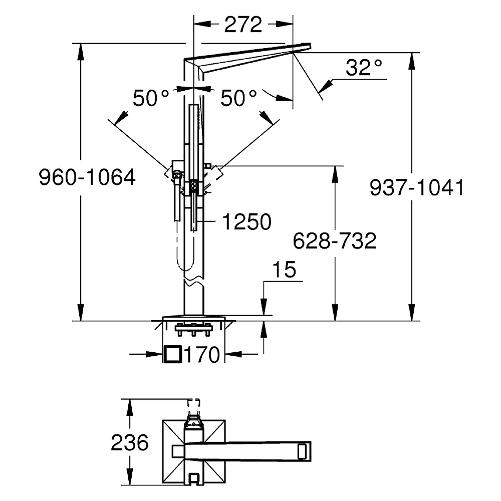 Grohe Allure Brilliant Krom Yerden Küvet Bataryası 24423000 2