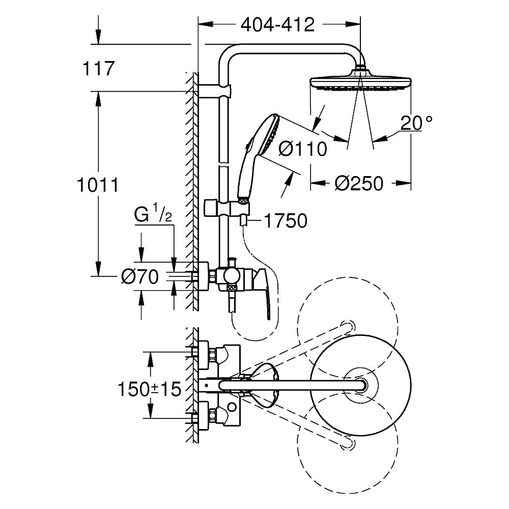 Grohe Tempesta Krom 25 Cm Tek Kumandalı Duş Sistemi 2