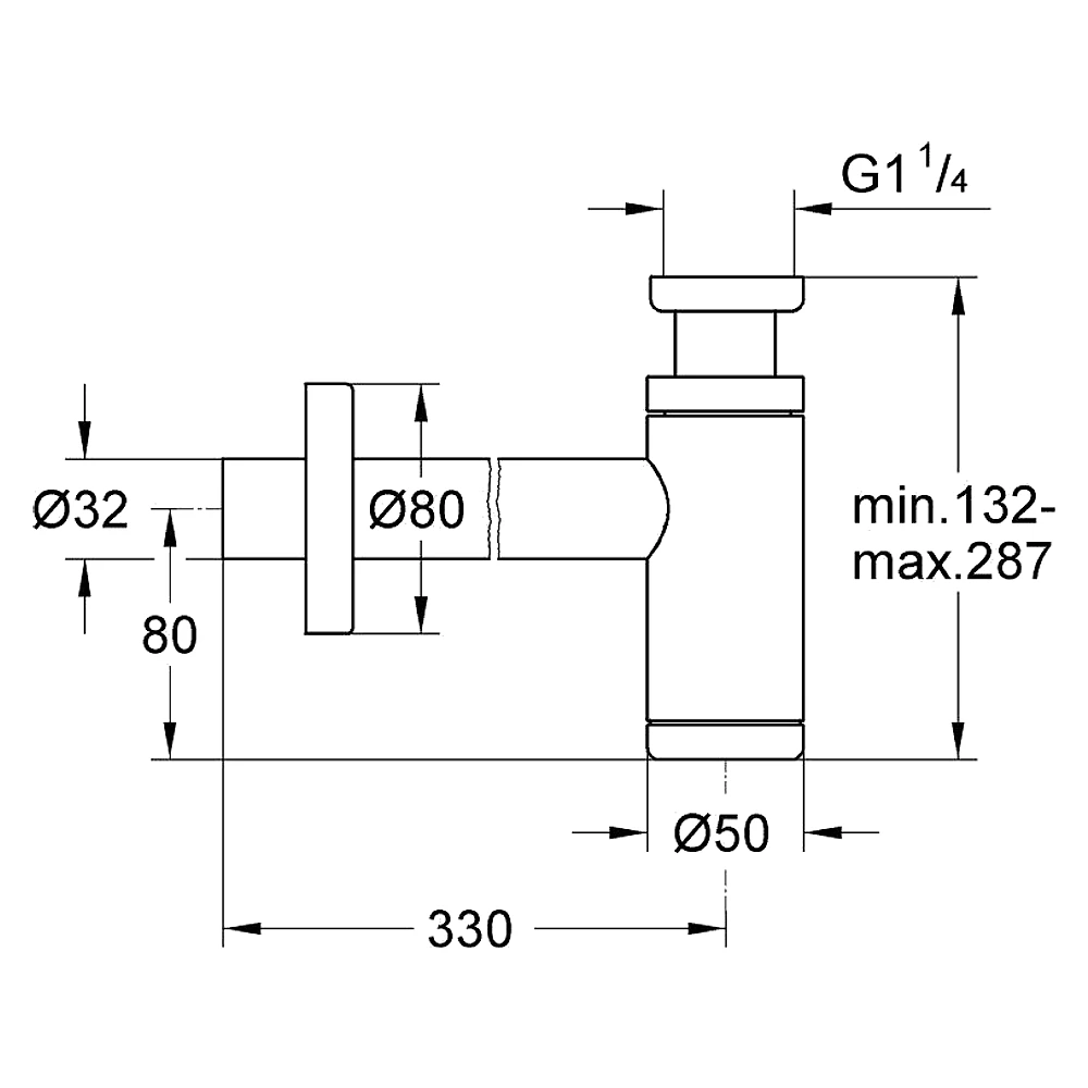 Grohe Siyah 1 1/4 Lavabo Sifonu 295032430 2