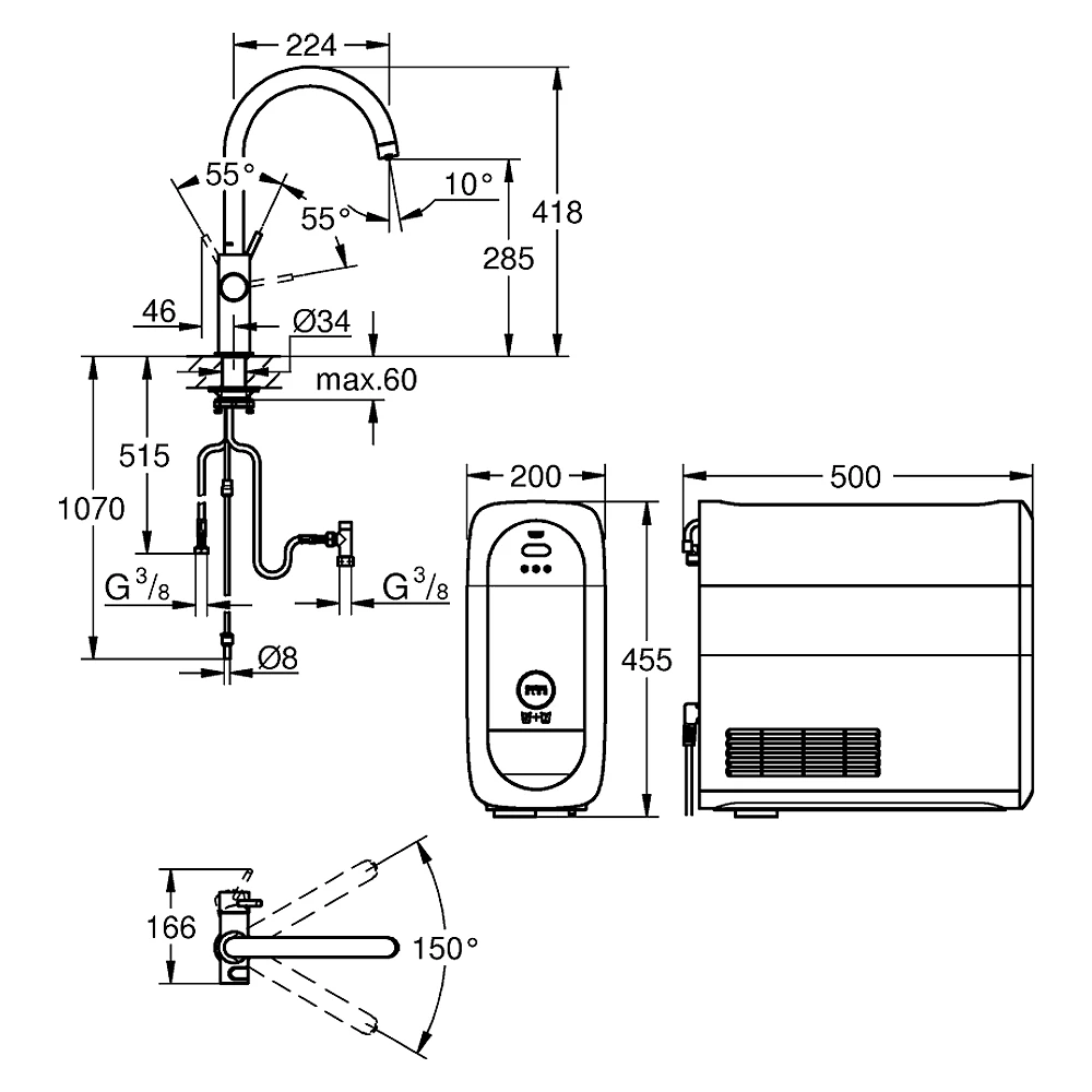 Grohe Blue Home Çelik C Gaga Başlangıç Seti 2